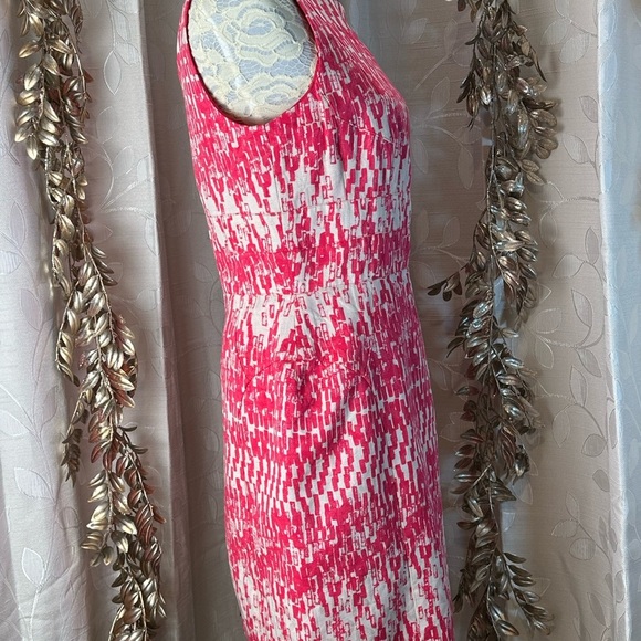 Just Taylor Pink White Sleeveless Sheath Dress Size 10 Two-Way Back Zip - Picture 2 of 10